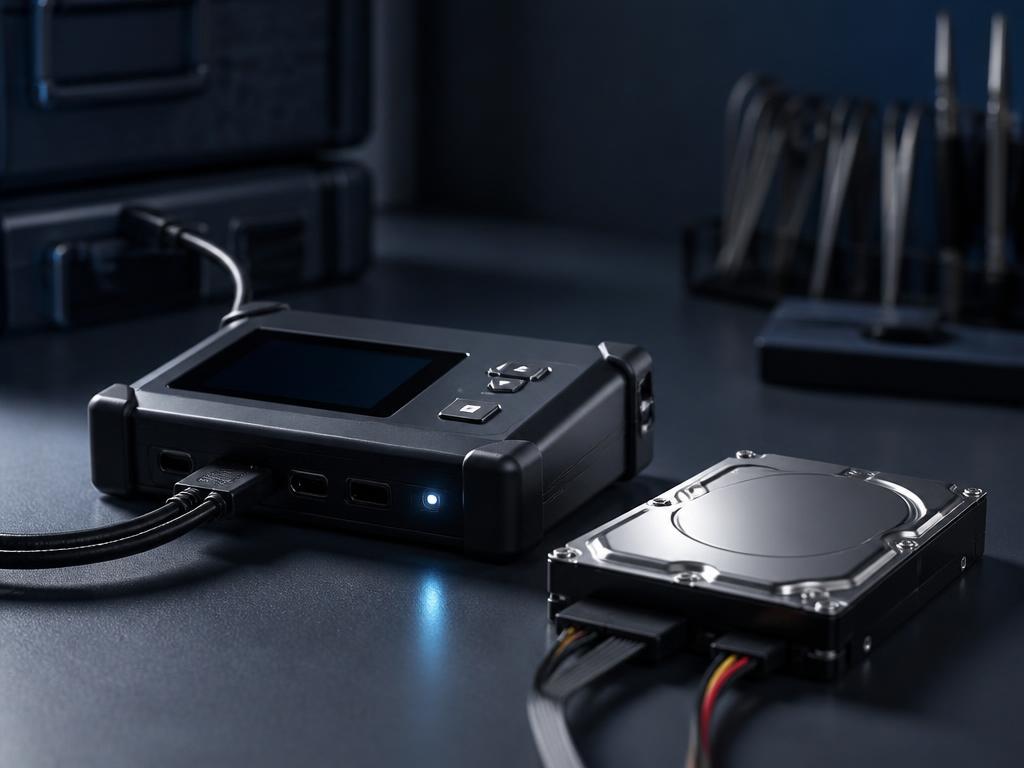Digital forensic imager with a hard drive in the Langley, BC lab
